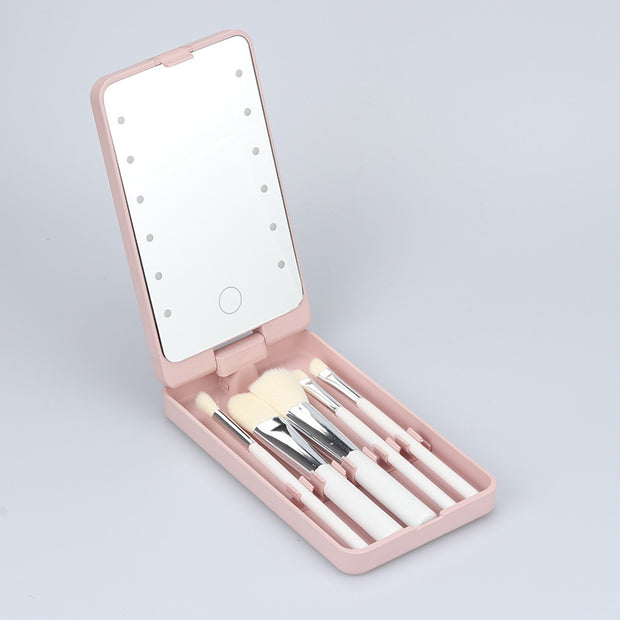 Creative Folding Makeup Mirror With Makeup Brush Set