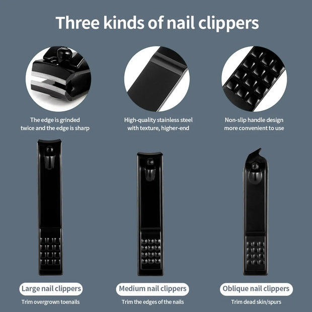Black Nail Clipper Manicure Set