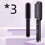 New 2 In 1 Hair Straightener Hot Comb Negative Ion Curling Tong Dual-purpose Electric Hair Brush